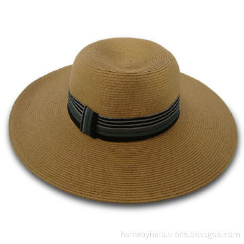 Women's Paper Braid Fashion Straw Floppy Hat with Multicolor Grosgrain Band, Ideal for 2012 Summer